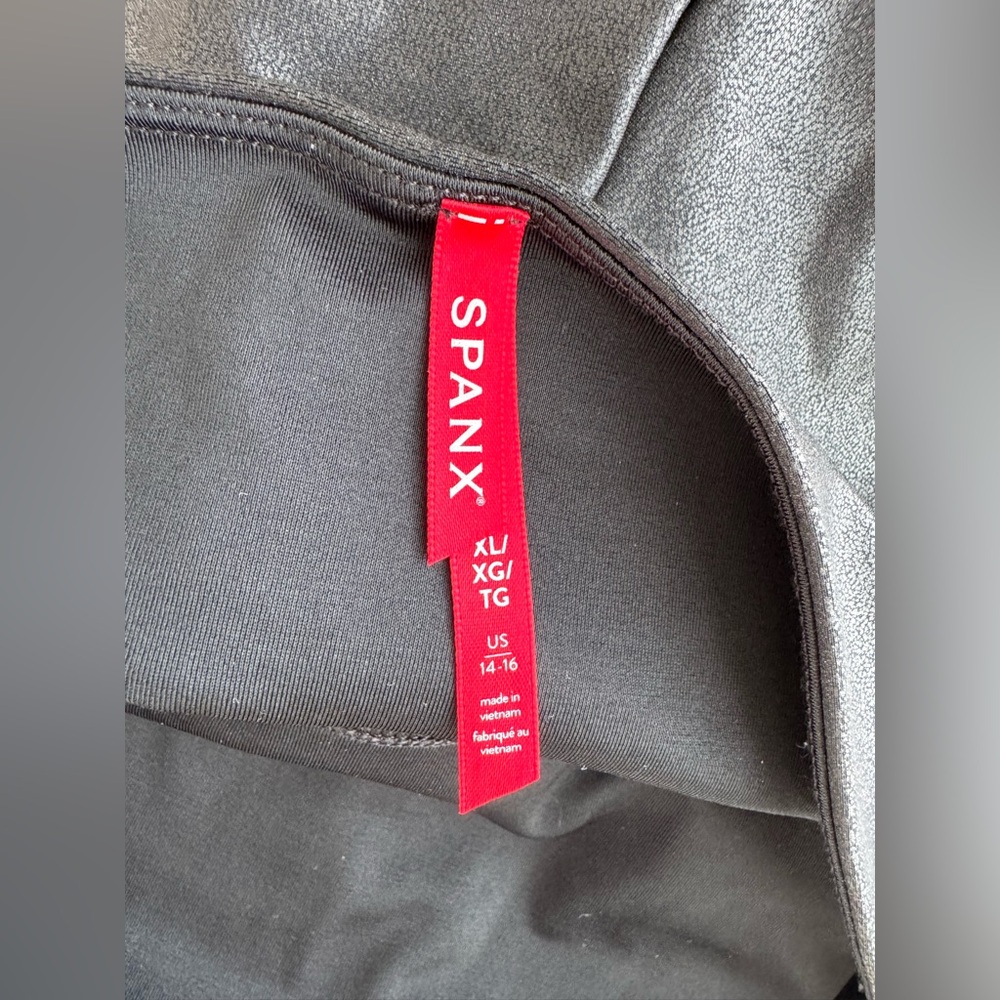 SPANX Black Faux Leather Leggings Size XL - Picture 12 of 16